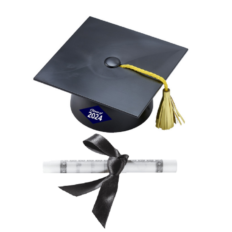 Class of 2023 Cap and Diploma Cake Decoration Topper - Blue