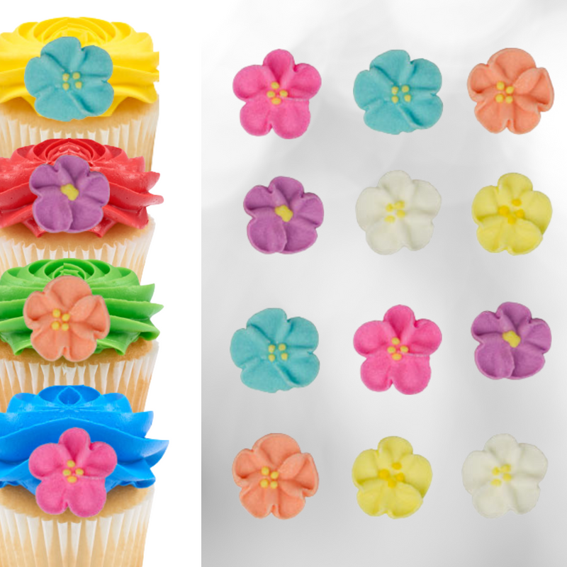 Wild Rose Minis Asst. Royal Icing Cake-Cupcake Decorations 12 Ct