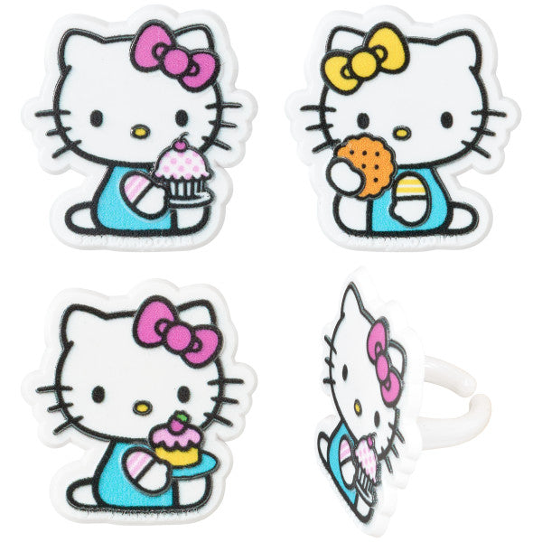 Hello Kitty Cupcake Decoration Topper Rings -12ct