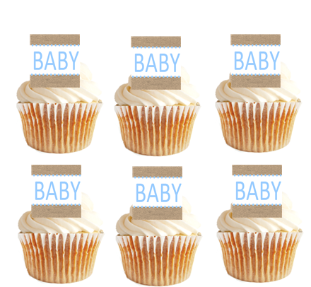 12pk Baby Shower Baby (Boy) Brown-Blue Cupcake Decoration Picks