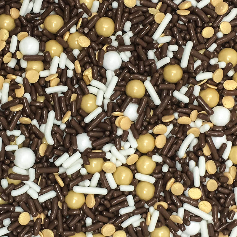 Brown Shabby Elegant Gold Chic Cupcake Cake Decoration Confetti Sprinkles Cake Cookie Icecream Donut Jimmies Quins 6oz