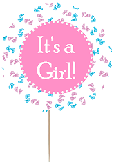 12pack Its a Girl Baby Shower Cupcake Decoration Toppers - Picks - Baby Footprints