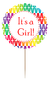 12pack Its a Girl Baby Shower Cupcake Decoration Toppers - Picks - Rainbow