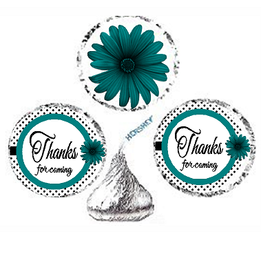 216ct Teal Thanks for Coming Party Favor Hersheys Kisses Candy Decoration Stickers - Labels