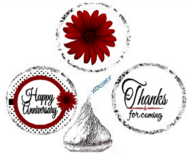 216ct Red Happy Anniversary Party Favor Hersheys Kisses Candy Decoration Stickers - Labels