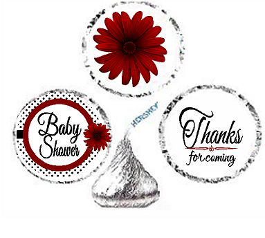 216ct Red Baby Shower Party Favor Hersheys Kisses Candy Decoration Stickers - Labels