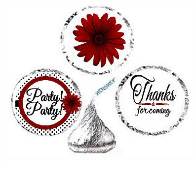 216ct Red Party Party Party Favor Hersheys Kisses Candy Decoration Stickers - Labels