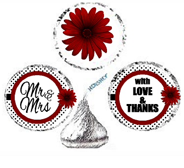 216ct Red Mr & Mrs Party Favor Hersheys Kisses Candy Decoration Stickers - Labels