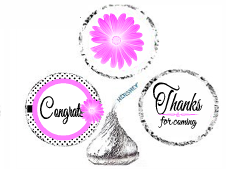 216ct Pink Congrats Party Favor Hersheys Kisses Candy Decoration Stickers - Labels