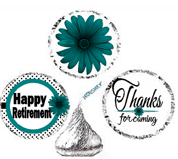 216ct Teal Happy Retirement Party Favor Hersheys Kisses Candy Decoration Stickers - Labels