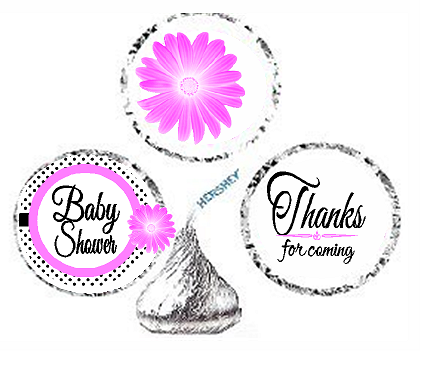 216ct Pink Baby Shower Party Favor Hersheys Kisses Candy Decoration Stickers - Labels