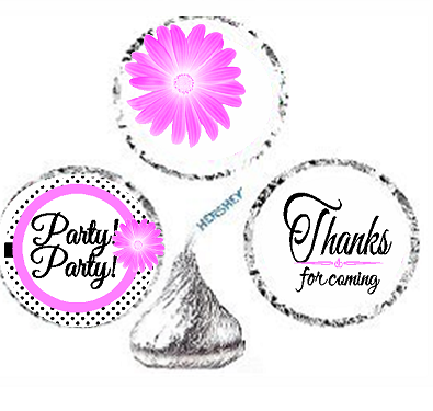 216ct Pink Party Party Party Favor Hersheys Kisses Candy Decoration Stickers - Labels