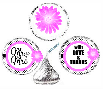 216ct Pink Mr & Mrs Party Favor Hersheys Kisses Candy Decoration Stickers - Labels