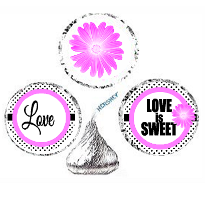 216ct Pink Love Party Favor Hersheys Kisses Candy Decoration Stickers - Labels
