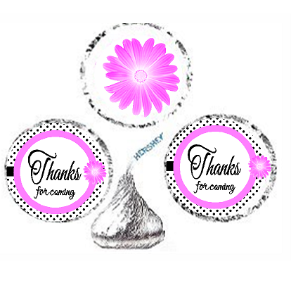216ct Pink Thanks for Coming Party Favor Hersheys Kisses Candy Decoration Stickers - Labels