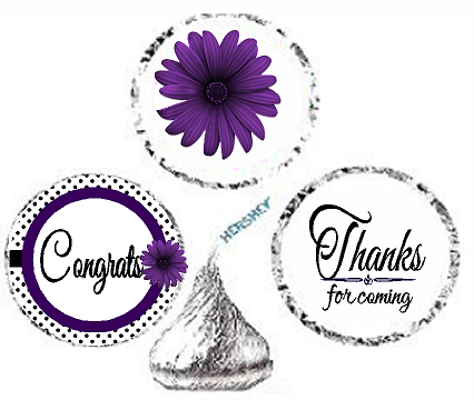 216ct Purple Congrats Party Favor Hersheys Kisses Candy Decoration Stickers - Labels
