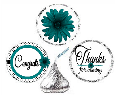 216ct Teal Congrats Party Favor Hersheys Kisses Candy Decoration Stickers - Labels