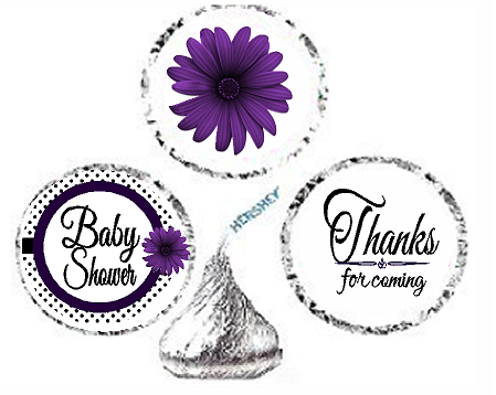 216ct Purple Baby Shower Party Favor Hersheys Kisses Candy Decoration Stickers - Labels