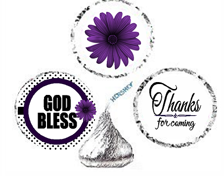 216ct Purple God Bless Religious Baptism Communion Party Favor Hersheys Kisses Candy Decoration Stickers - Labels