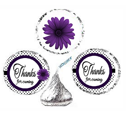 216ct Purple Thanks for Coming Party Favor Hersheys Kisses Candy Decoration Stickers - Labels
