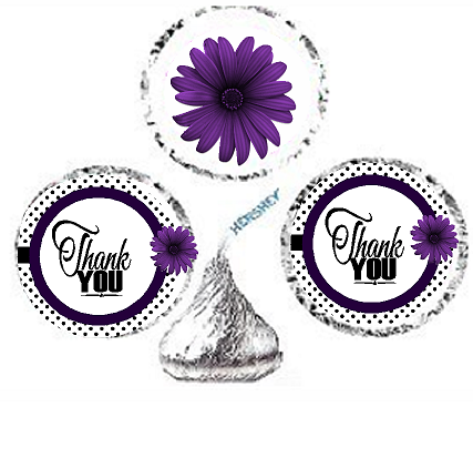 216ct Purple Thank You Party Favor Hersheys Kisses Candy Decoration Stickers - Labels