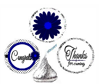 216ct Navy Congrats Party Favor Hersheys Kisses Candy Decoration Stickers - Labels