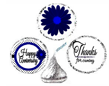 216ct Navy Happy Anniversary Party Favor Hersheys Kisses Candy Decoration Stickers - Labels
