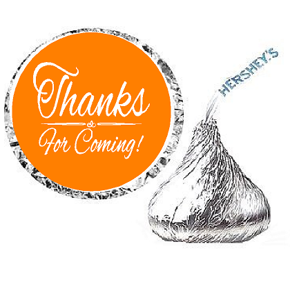 216ct Orange Thanks for Coming Party Favor Hersheys Kisses Candy Decoration Stickers - Labels