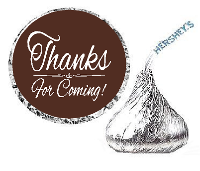 216ct Brown Thanks for Coming Party Favor Hersheys Kisses Candy Decoration Stickers - Labels