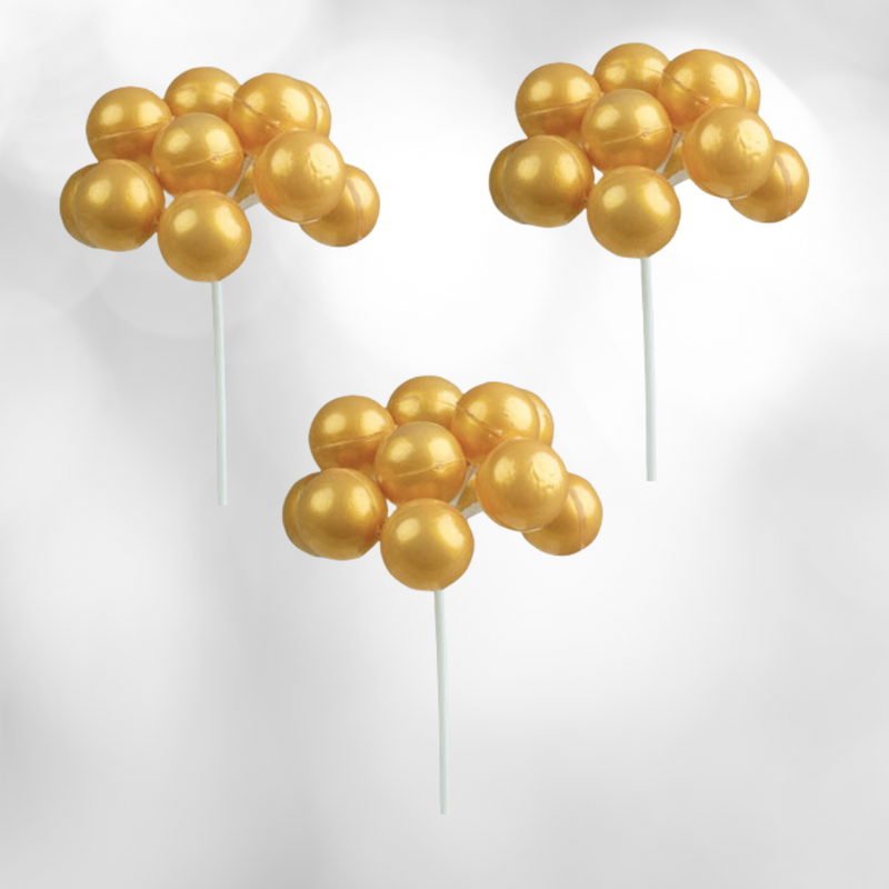 Large Balloon Clusters Pastel Cake Adornments  - Gold - 3ct