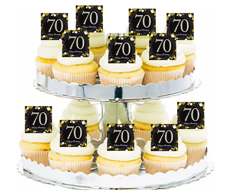 Gold,Black & White Birthday Cake Decorations
