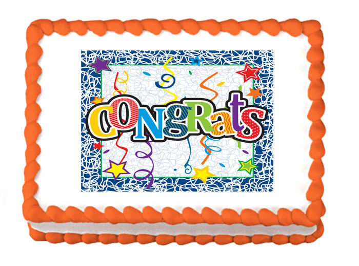 Congrats! Stars Edible Cake Decoratoin Topper