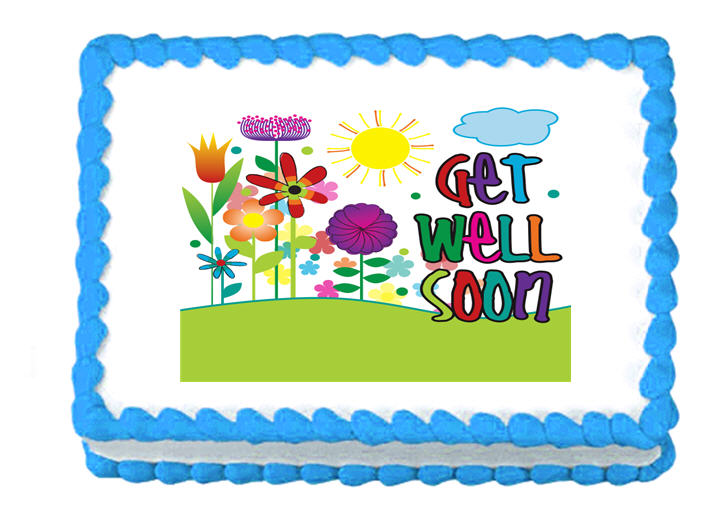 Get Well Soon Floral Edible Cake Decoratoin Topper