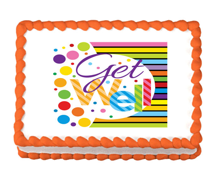 Get Well Stripes & Polka Dots Edible Cake Decoratoin Topper