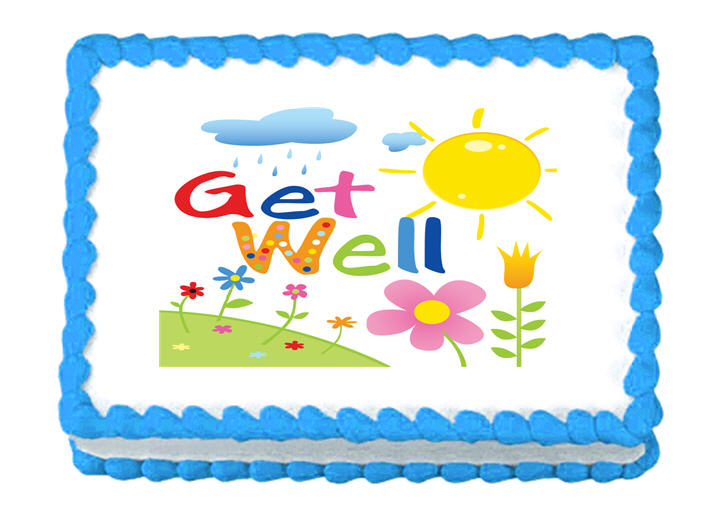 Get Well Flowers & Sun Edible Cake Decoratoin Topper