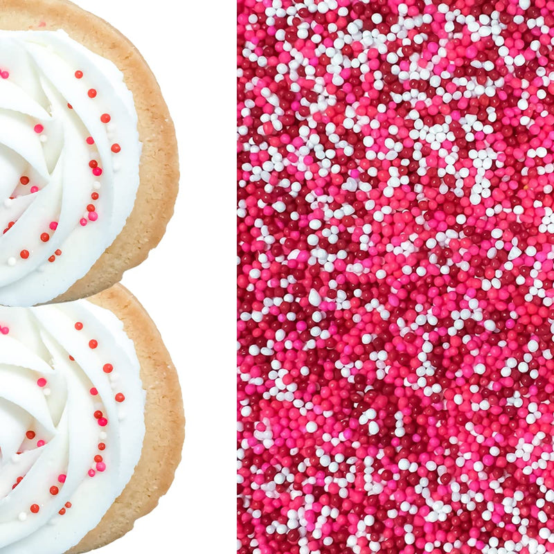 Valentine Nonpareils Bake-in Sprinkle-On Edible Confetti Sprinkles Toppings for Cake Cookie Cupcake IceCream Donut