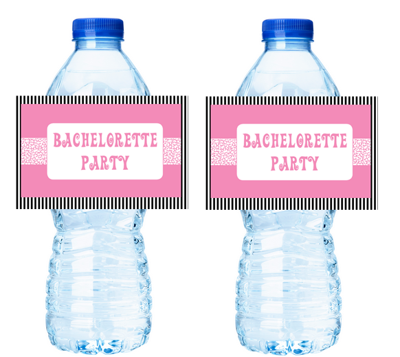 Stripes - Bachelorette Party Water Bottle Decorations Labels