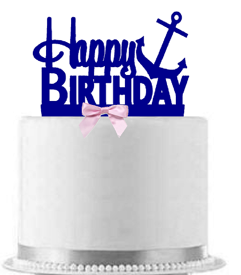 Anchor Pink & Blue Happy Birthday Cake Topper