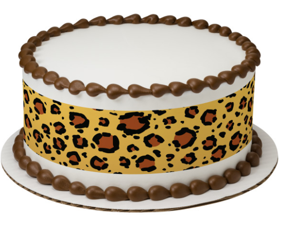 Safari Leopard Animal Print Birthday Peel  & STick Edible Cake Topper Decoration for Cake Borders
