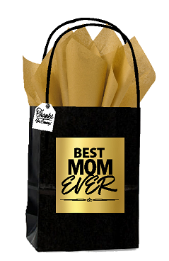 Black & Gold Best Mom Ever Themed Mothers Day Mum birthday Small Party Favor Gift Bags Tags -12pack