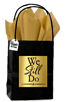 Black & Gold We Still Do Themed Small Wedding Anniversary Party Favor Gift Bags Tags -12pack