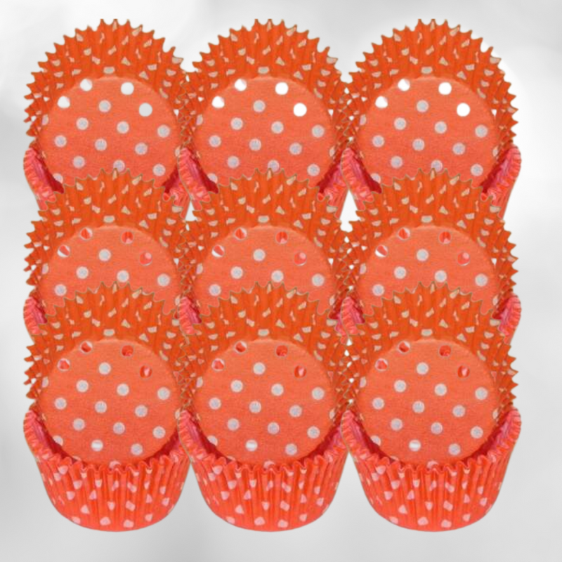 Orange & White Polka Dot Cupcake Liners Baking Cups -50pack