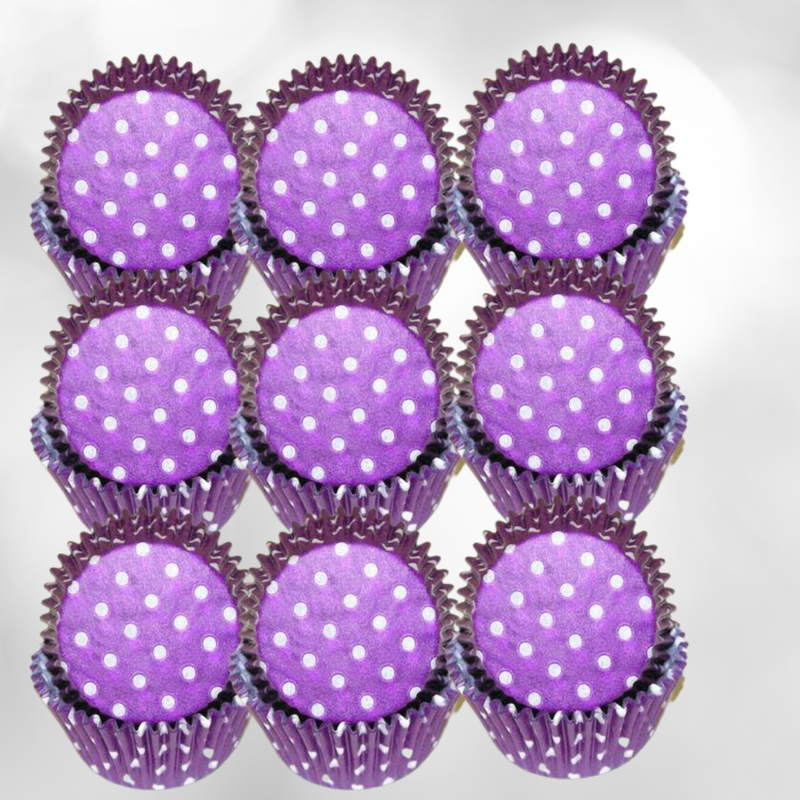 Purple & White Polka Dot Cupcake Liners Baking Cups -50pack