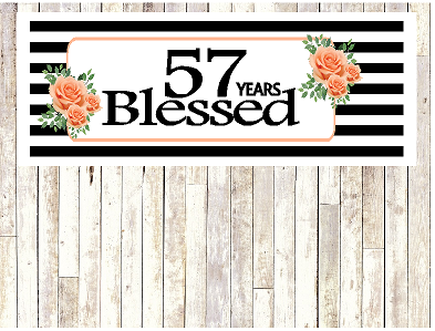 Number 57- 57th Birthday Anniversary Party Blessed Years Wall Decoration Banner 10 x 50inches