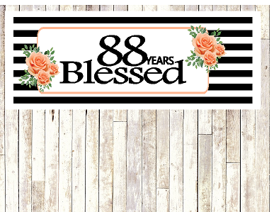 Number 88- 88th Birthday Anniversary Party Blessed Years Wall Decoration Banner 10 x 50inches