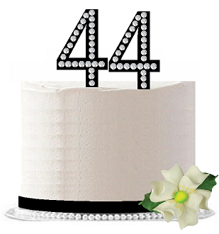 44th Birthday - Anniversary Rhinestone Bling Sparkle Cake Decoration Topper -Black