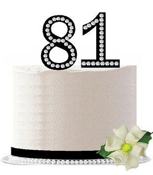 81st Birthday - Anniversary Rhinestone Bling Sparkle Cake Decoration Topper -Black