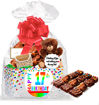 17th Birthday - Anniversary Gourmet Food Gift Basket Chocolate Brownie Variety Gift Pack Box (Individually Wrapped) 12pack