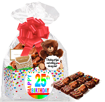 25th Birthday - Anniversary Gourmet Food Gift Basket Chocolate Brownie Variety Gift Pack Box (Individually Wrapped) 12pack