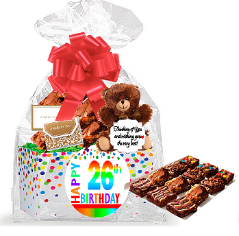 26th Birthday - Anniversary Gourmet Food Gift Basket Chocolate Brownie Variety Gift Pack Box (Individually Wrapped) 12pack
